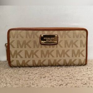 Michael Kors Beige and Brown Logo Wallet